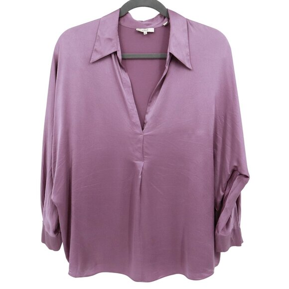 Vince Silk Top Womens XXXL Purple Lagenlook Minimalist Rich Auntie Core Career